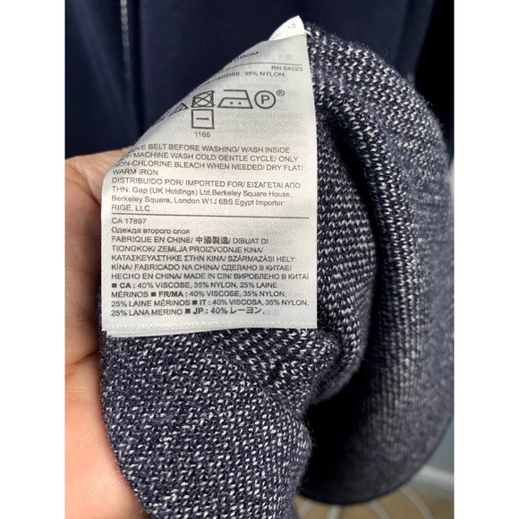 Banana Republic NWOT Navy Contrasting Stitch Long Open Front Cardigan/Sweater XL - Picture 5 of 8